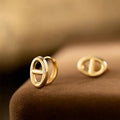 Simple INS Cute 18K Gold Plated Pure 925 Sterling Silver Pig Nose Shaped Stud Earrings for Women Girls Gifts
