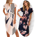 Womens Career Dresses Floral Print Geometric Pattern Belted Clothes Summer Fashion Trends Formal Long Skirt Office Dress