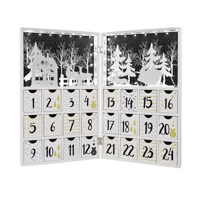 Wholesale Luxury Custom Logo Private Label Gift Wooden Box Countdown 24 Days Advent Calendar Box
