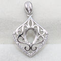 Sterling Silver 6*8mm Semi Mount Pendant Empty Frame Blank Support Setting S925 Base Holder Without Center Stone for DIY Inlay