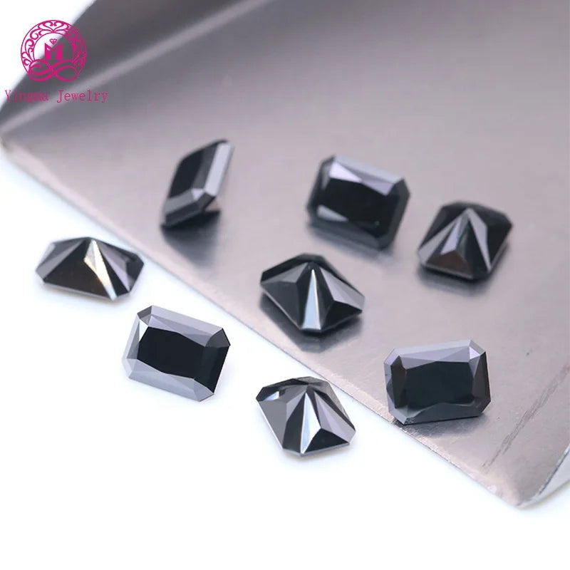 Wholesale Synthetic Mossanite Diamond Gemtones 1ct 2ct 3 Carats Black Color Radiant Cut Loose Moissanite Stones