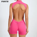 PASUXI 2025 Custom Hollow Out Yoga Jumpsuit One Piece Sleeveless Active Wear Removable Chest Pad Workout Bodysuit