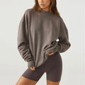 L230128 Factory Wholesale Women Fitness Clothing French Terry Crew Neck Gym Sweater Cotton Jumper Luxury Oversize Sweatshirts