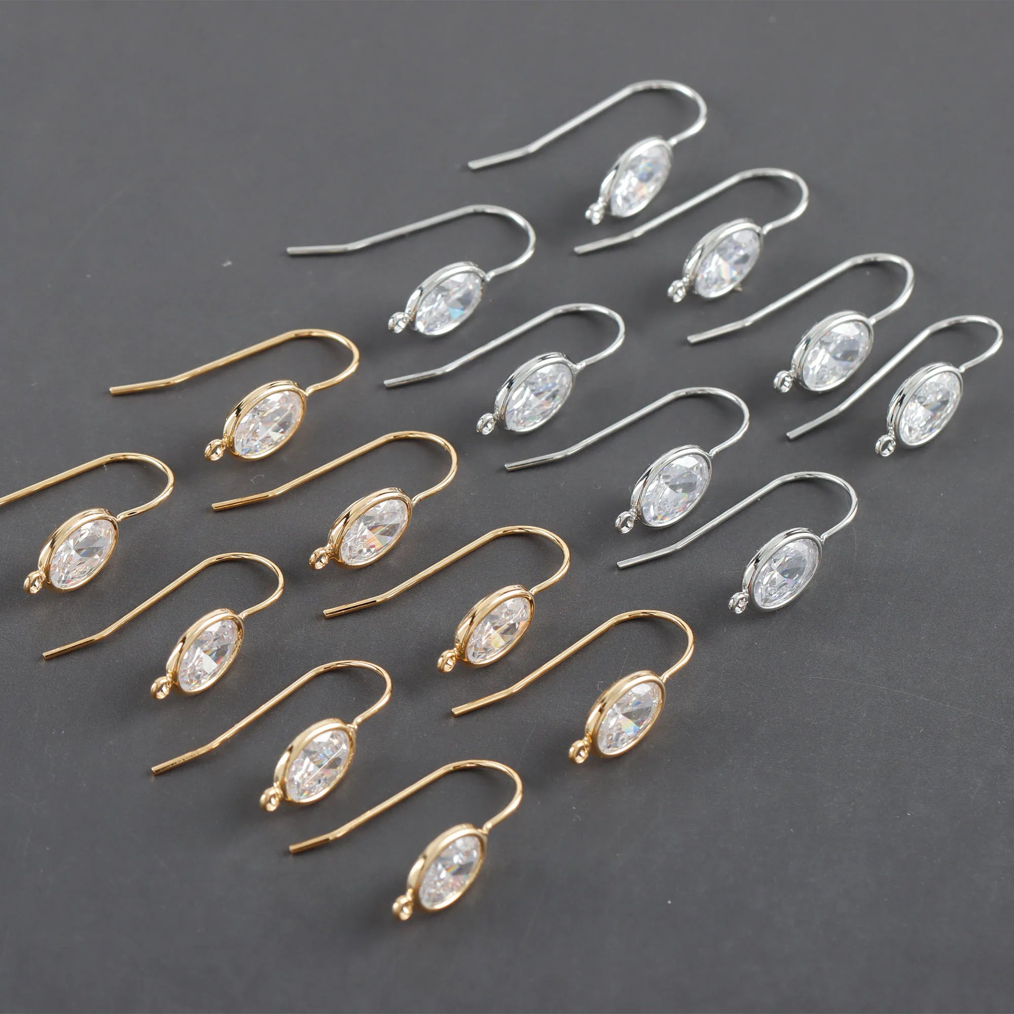 M1060 10pcs/lot Wholesale Gold Silver Color Metal Zircon Diy Earrings Hooks in Bag for Jewelry Making Accessories