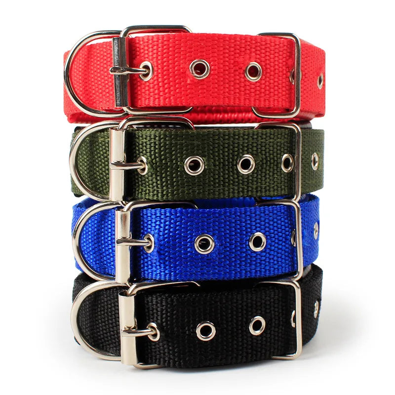 Wholesale Customized Nylon Dog Collar with Solid Pattern Adjustable Metal Buckle Multi-Use for Dogs