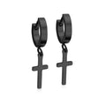 OEM Simple Fashion Man Jewelry Stainless Steel Hoop Silver Gold Black Cross Earrings Man