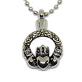 Irish Claddagh Style Hands Heart Crown Silver Plated Stainless Steel Christian Ash Jewelry Celtic Knot Cremation Urn Pendant