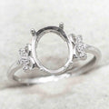 Sterling Silver 8*10mm Semi Mount Ring Empty Frame Blank Support Setting S925 Base Holder Without Center Stone for DIY Inlay