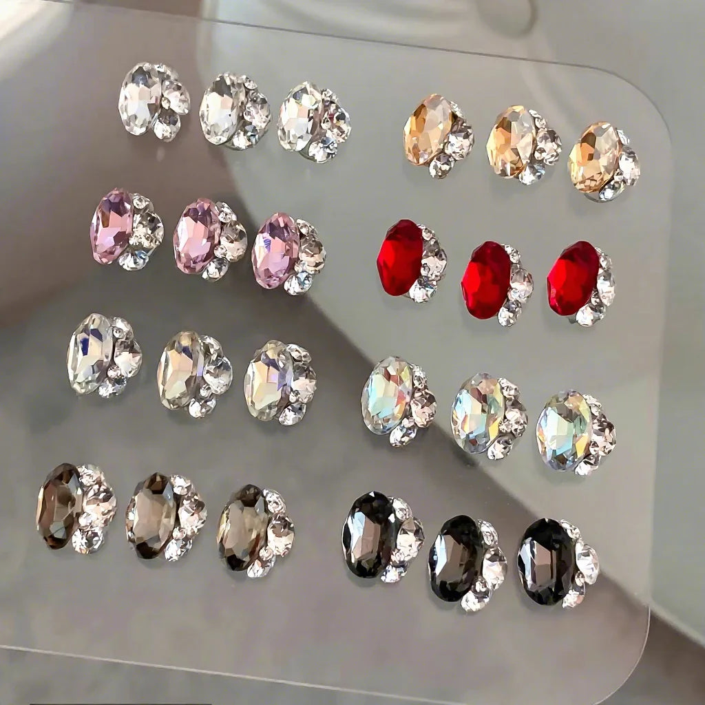 Handmade 3D Summer Nail Accessories Luxury Aurora Sparkling Zircon Jewelry Stacked Diamond Net Red Water Drop Nail Rhinestones