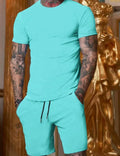 Wholesale OEM Custom Design Men Casual Plus Size Sports Suits T Shirt and Shorts 2 Piece Set