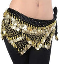 Coins Belt Belly Dance Costume Hip Scarf Wrap Skirt Women Dance Class Noisy Waist Chain Belt