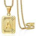 18K Stainless Steel Metal Alphabet Necklace Hip Hop Style 26 Full Letter Word Fashion Pendant with Pearl Chains Type Jewellery