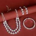 Ladies Fashion Jewelry Set for Women Crystal Double Layered Flower Necklace/Earrings/Bracelet Wedding Jewelry Dress Accessories