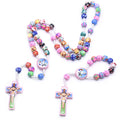 Cartoon Color Handmade Soft Pottery Rose Rosary Children's Catholic Christ Cross Rosary Bracelet