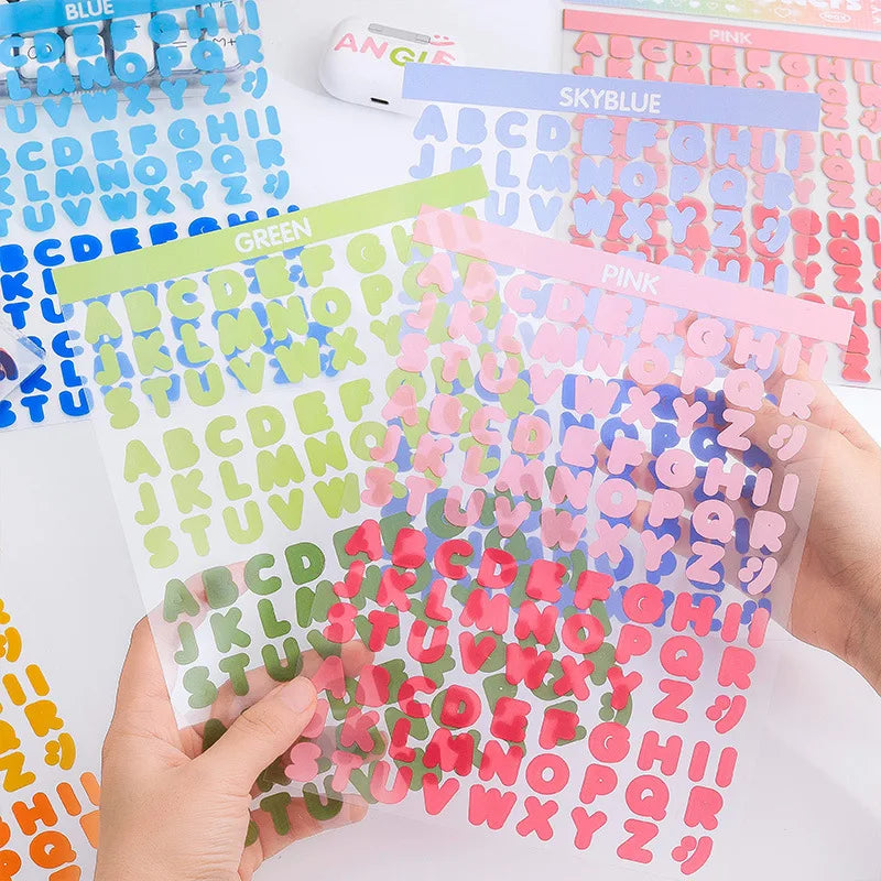 8 Sheets/pack Vitality Letter Waterproof PET Handbag Stickers English Handbag Material Stickers Creative Stickers