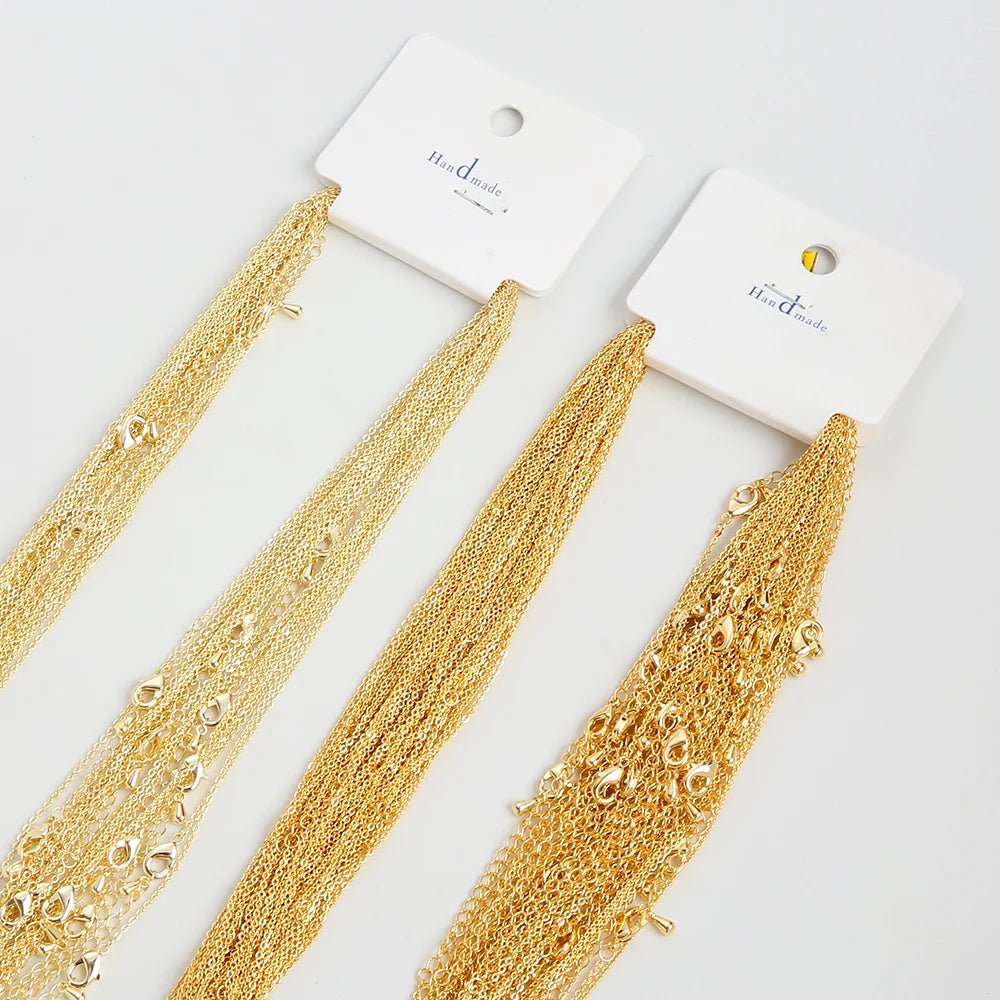 45CM 14K Gold Plated Brass Fine Chain Ladies Necklace with Lobster Clasp 18K Gold Plated Link Chain Necklace