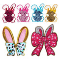 Wholesale New Design 26*18cm  Chenille Rabbit Iron on Sequin Easter Day Patches for Clothes