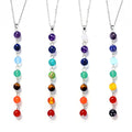 Wholesale  Diamond 7-Chakra stone Pendant Necklace Trendy Fancy Crystal Gemstone Long Bar Design Men Women Gift Beads