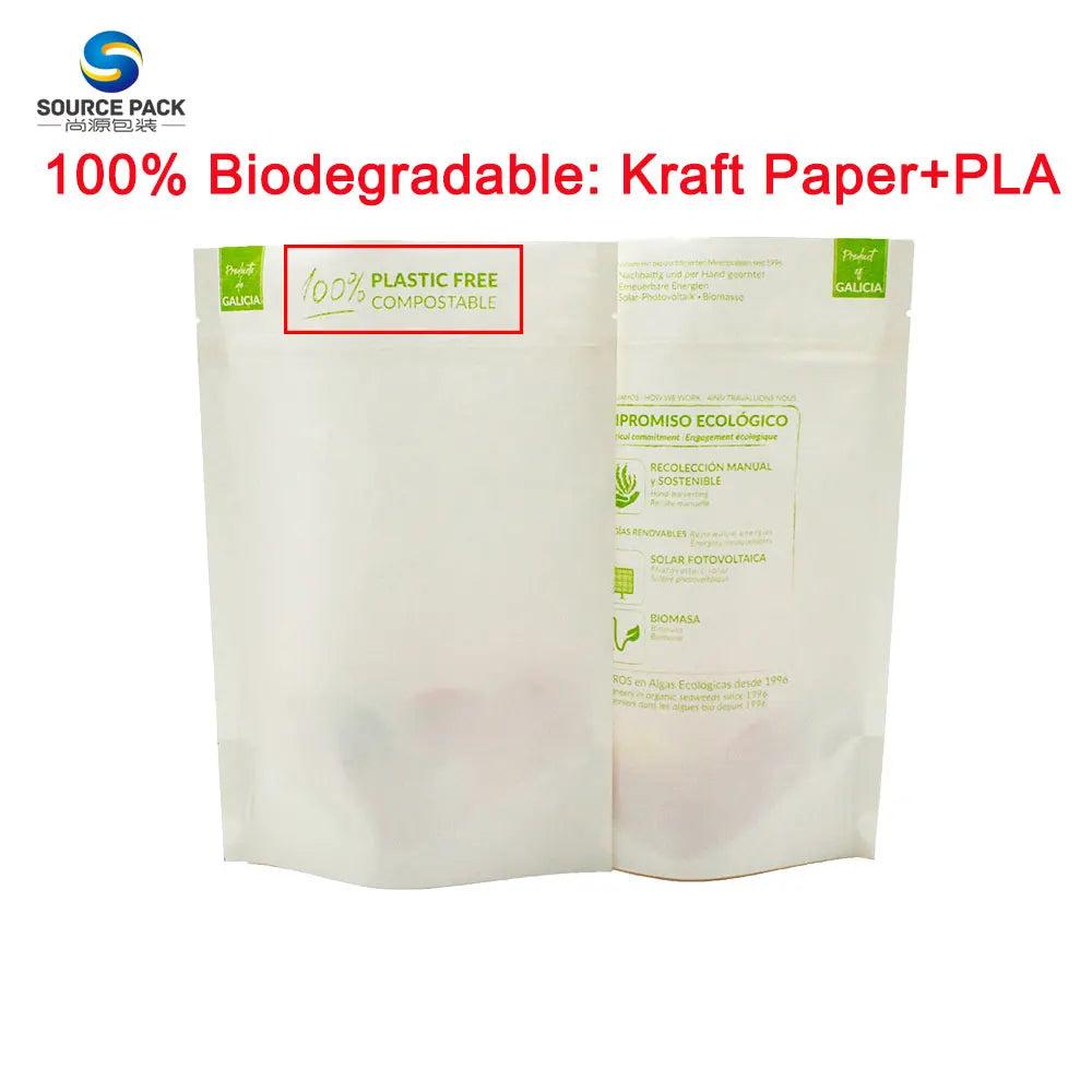 Zipper Seal Standing up Pouch Biodegradable PLA Sanitary Napkins Packaging Doypack Kraft Paper Ziplock Bag for Panty Liner