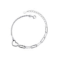 925 Sterling Silver Minimalist Asymmetric Chain Heart Shape Charm Bracelets Jewelry