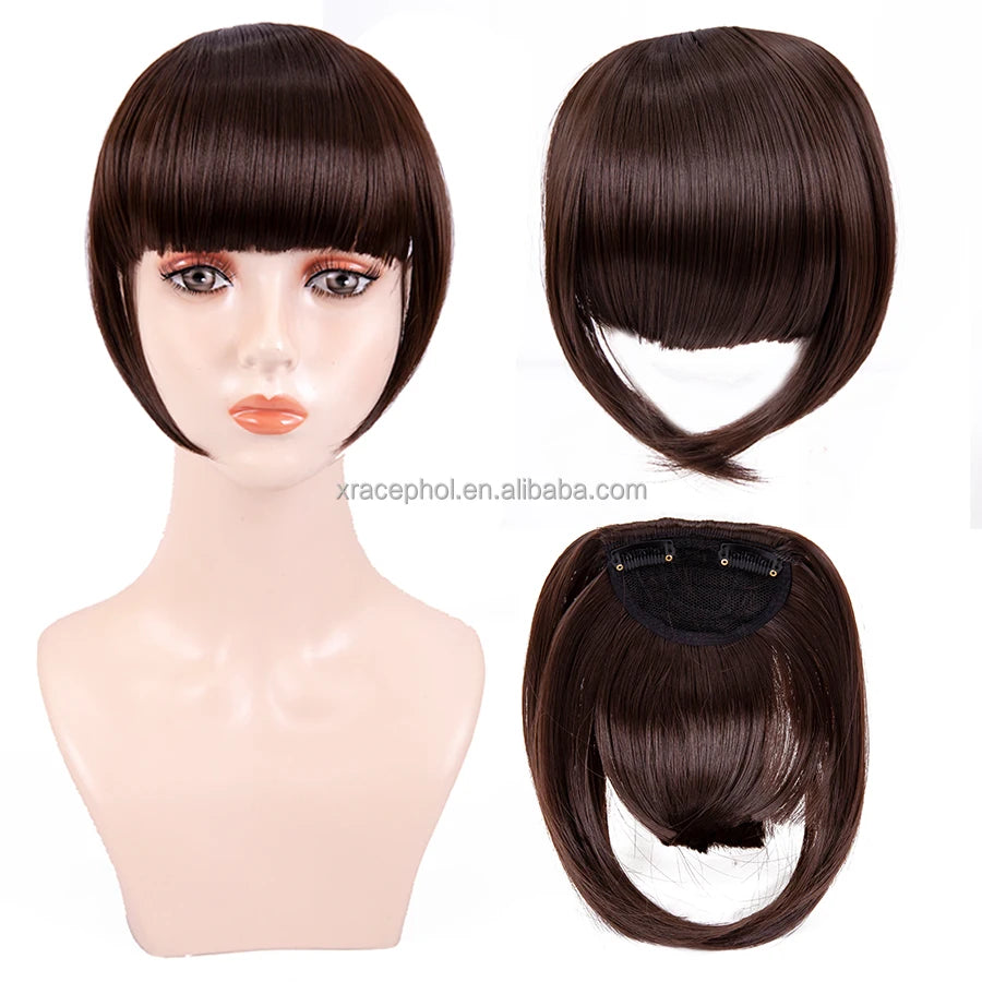Wholesale Synthetic Hair Pieces Silk Top Synthetic Hair Toupee for Top of Head With Clips Bangs