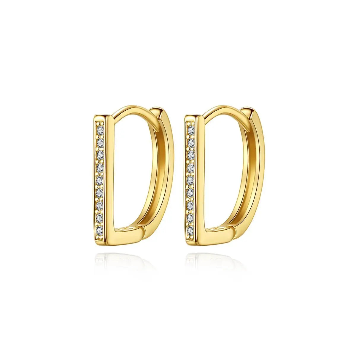 D Letter Minimalist Huggie Earrings 925 Sterling Silver Gold Plated Hoop Earrings for Women