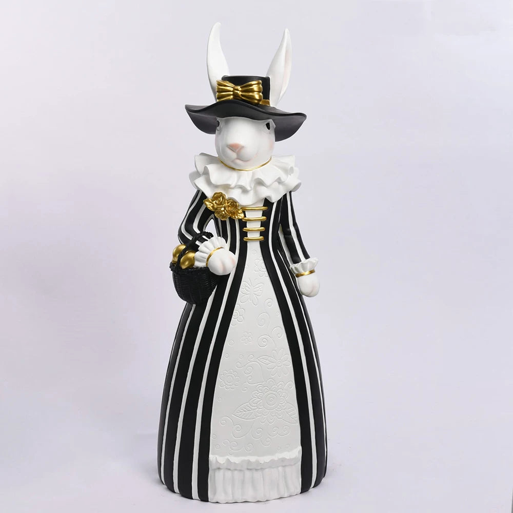 Modern Style Large Sized Elegant Fiberglass Rabbit Sculpture Easter Decoration for Bunny Statue Children Day Gift MegaBDM