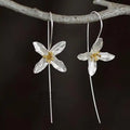 925 Silver Four Leaf Clover Earings Elegant Long Drop Earring for Women Fashion Large Jewelry Earrings
