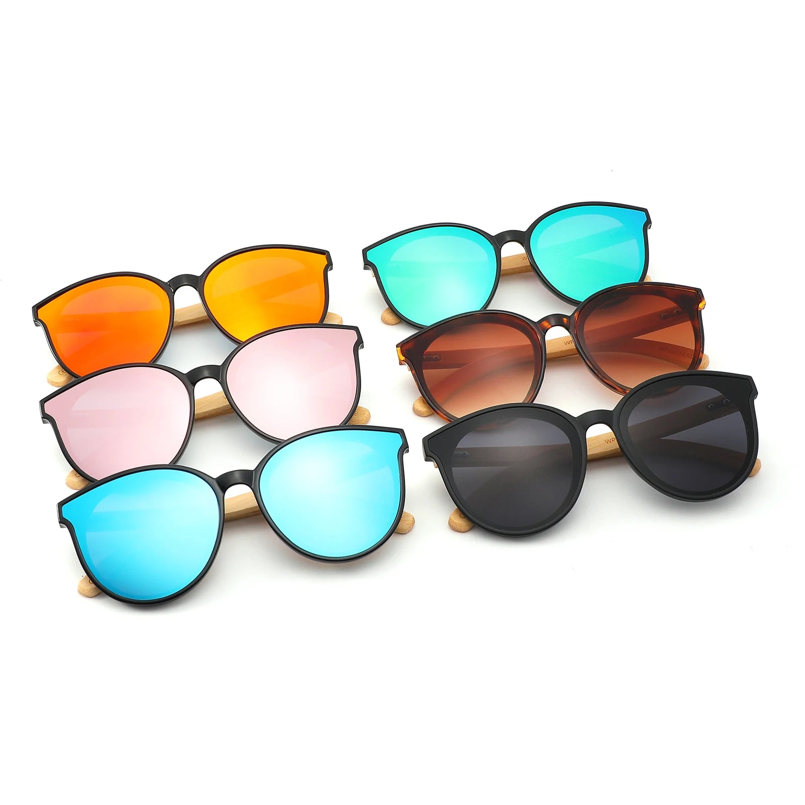 CONCHEN Design Competitive Price Unique Women Shades Round Frame Designs Bamboo Temple Sunglasses
