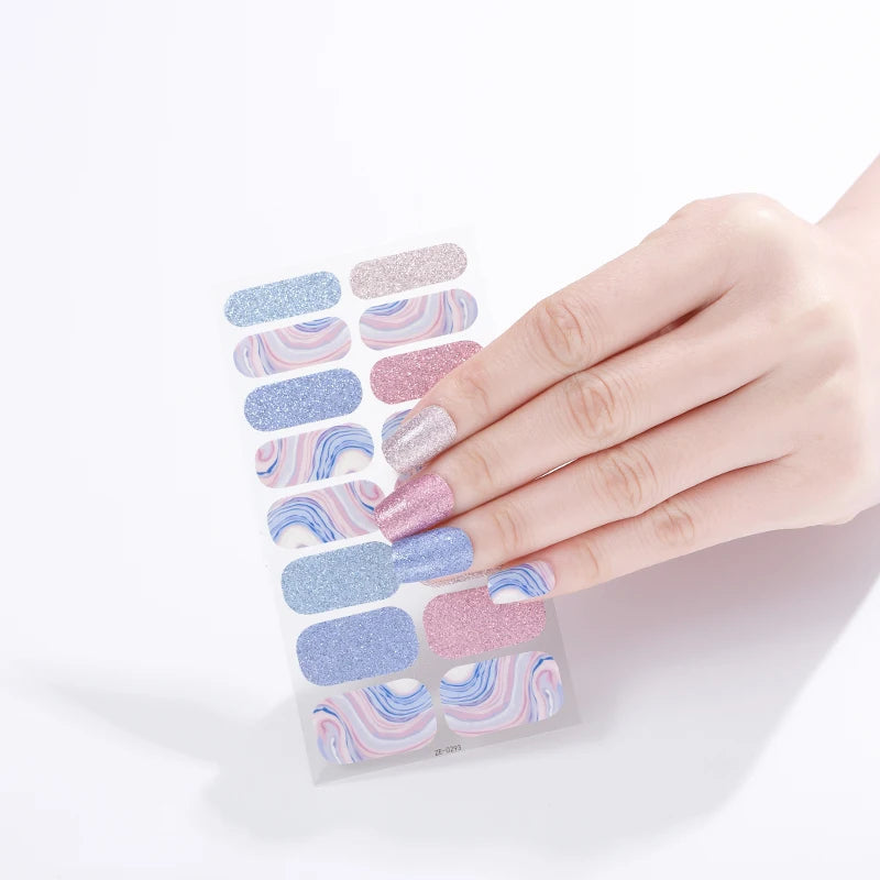 Korean Fashion Slider Nail Art Stickers Full Cover Adhesive Wraps for Women Shiny Nail Stripe Salon Made of Durable Plastic