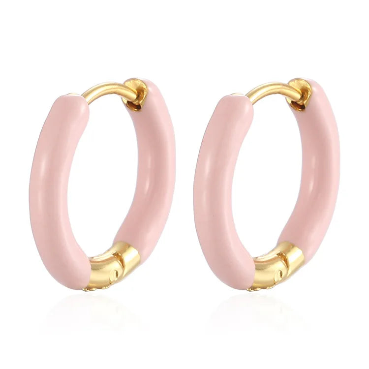 Nabest 18K Gold Plated Stainless Steel Waterproof Earring Jewelry Colorful Drop Oil Earring Women Geometric Huggies Earrings