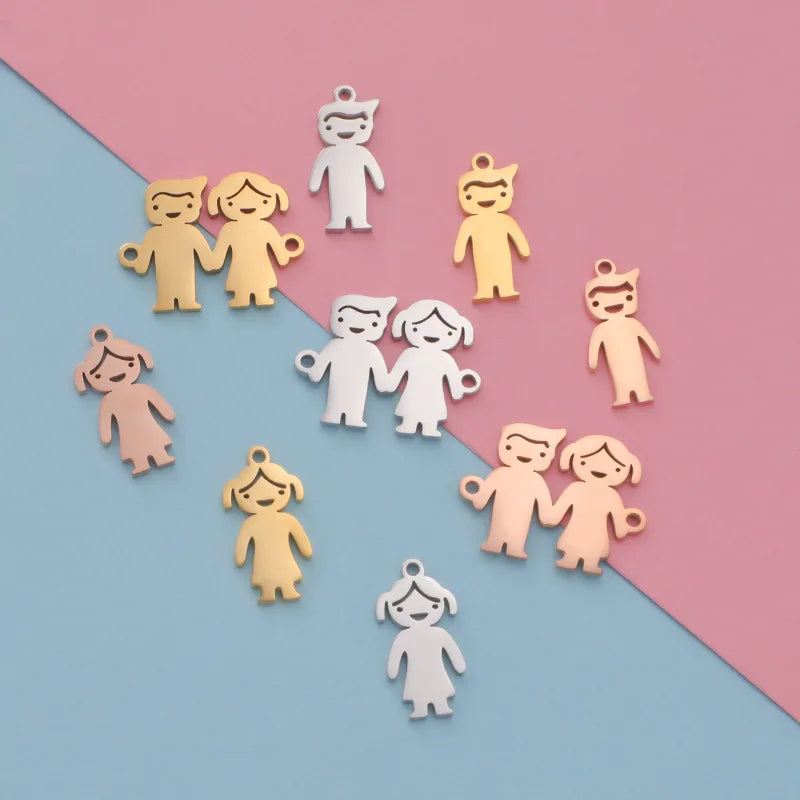 Recommend Stainless Steel Baby Pendant Charms DIY Jewelry Baby Girl and Boy Charms for Jewelry Making