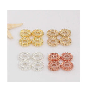 Simple 14K Gold Plated Wheel Spacer Bead Copper Gear Spacer Diy Handmade Bracelet Necklace Decorative Floral Jewelry Findings