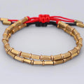 Tibetan Buddhist Handmade Braided Bracelet Special Shaped Copper Beads Long Beads Bangles Lucky Religion