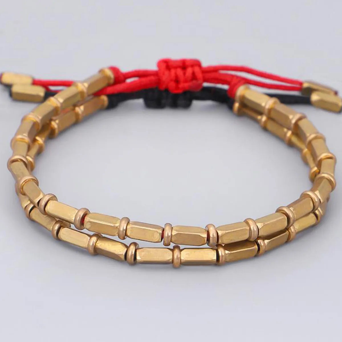 Tibetan Buddhist Handmade Braided Bracelet Special Shaped Copper Beads Long Beads Bangles Lucky Religion