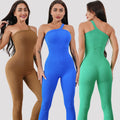 High Waist Yoga Pants One Shoulder Seamless Yoga Pants Detachable Cup Tight Buttock Lift Sports Gym Pants