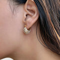 Dazan NEW HOT 18k Gold Plated Hypoallergenic Stainless Steel Bohemia Iced Out Zircon U Huggie Fancy Jewellery for Earrings