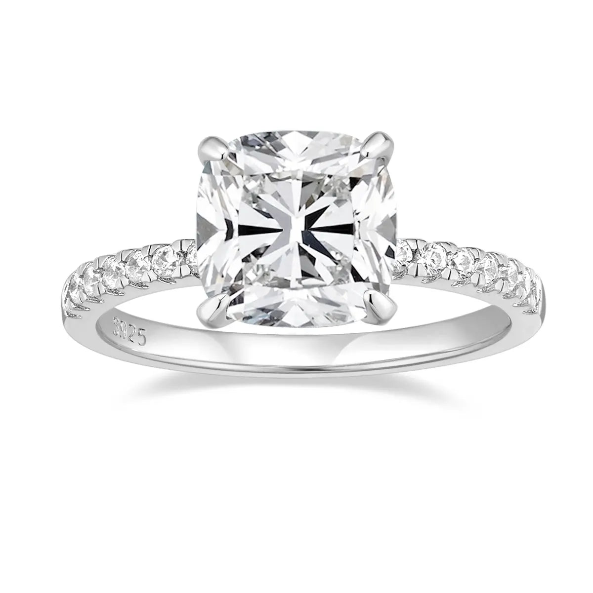 OAHLAN 3.5CT 925 Sterling Silver Engagement Rings Cushion Cut Cubic Zirconia CZ Promise Rings Wedding Bands for Women Size 3-11