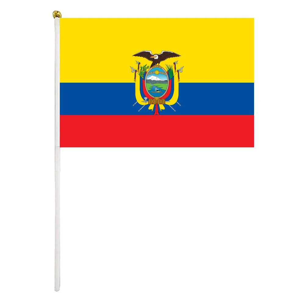 5.6x8.4 Inches Hand Waving Ecuador Flag Polyester Custom Shaking Flag
