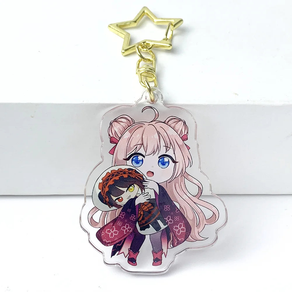 Wholesale Custom Double Sided Personalized Make Clear Logo Epoxy Resin Acrylic Charm Anime Holographic Acrylic Keychain