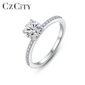 CZCITY Moissanite Rings Jewelry Diamond Engagement 1 Carat Moissanite Diamond Wedding Band Rings