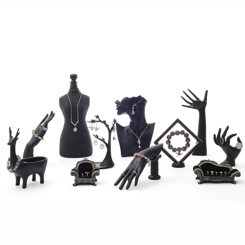Unique Black Style Human Body Design Resin Jewelry Display Rack Earrings Necklace Ring Bracelet Jewelry Display Props