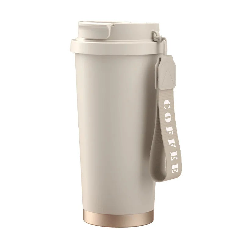 Custom 500ml Double Wall Stainless Steel 316 Tumbler Fashion Vacuum Insulated Coffee Mug Logo Handle Straps for Water Thermos