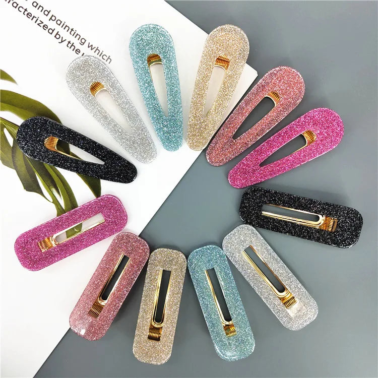 Korean Water Drop Rectangle Shaped Acetate Glitter Acrylic Pin Hair Clip Accessories for Women