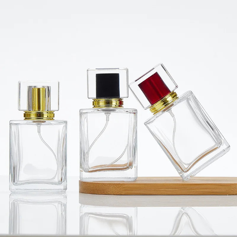 Luxury Transparent Glass Perfume Bottle with Acrylic Cap 50mL Recyclable Perfume Bottle