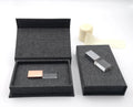 OEM Personalize Texture Fabric Linen USB Box Beige Gray Photography Gift Package Line Box for Crystal USB Flash Drive
