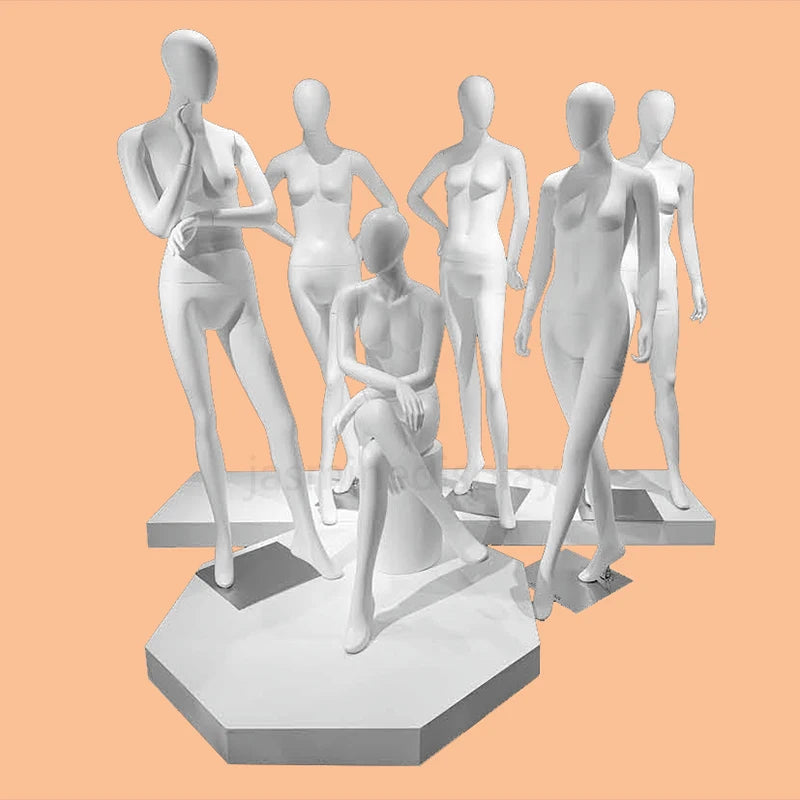 Window Display High-end Fiberglass Female Full Body Mannequin with Head White European Style for Bridal Store