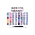 Colorful Nail Art Kit with Rhinestones Crystal Diamonds Studs Sequins-Includes Tweezers and Wax Pen for Nail Decorations