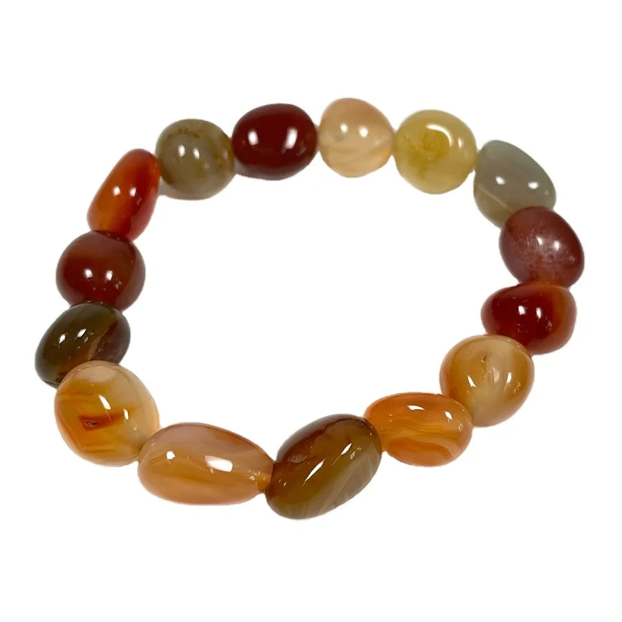 Trendy Carnelian Gemstone Bracelet Jewelry 8-12mm Healing Crystal Natural Carnelian Tumbled Nugget Bracelet