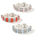 Popular Double Layer Colorful Crystal Rhinestone Beaded Dog Collar Adjustable Leather Diamond Beads Pet Dog Cat Collar